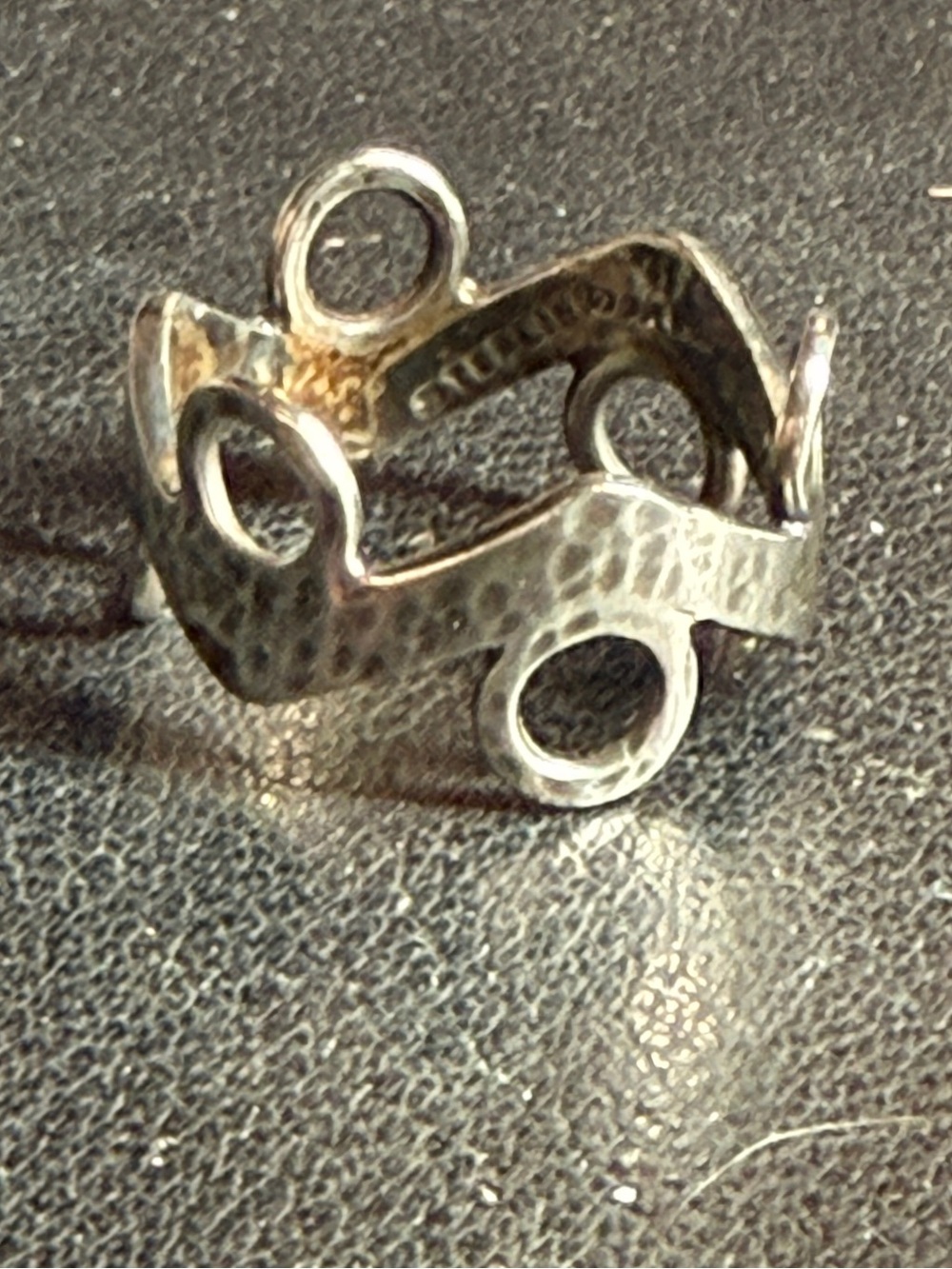 Vintage Taxco Sterling Hammered RCF Modernist Ring Mexico Handcrafted Size 7